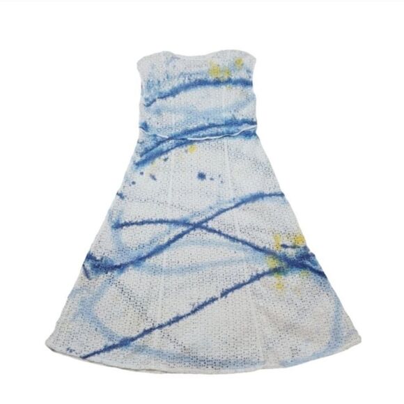 NEW Raquel Allegra Alice Eyelet Shift Dress in Blue Watercolor US Size Small 4/6 - Picture 9 of 13